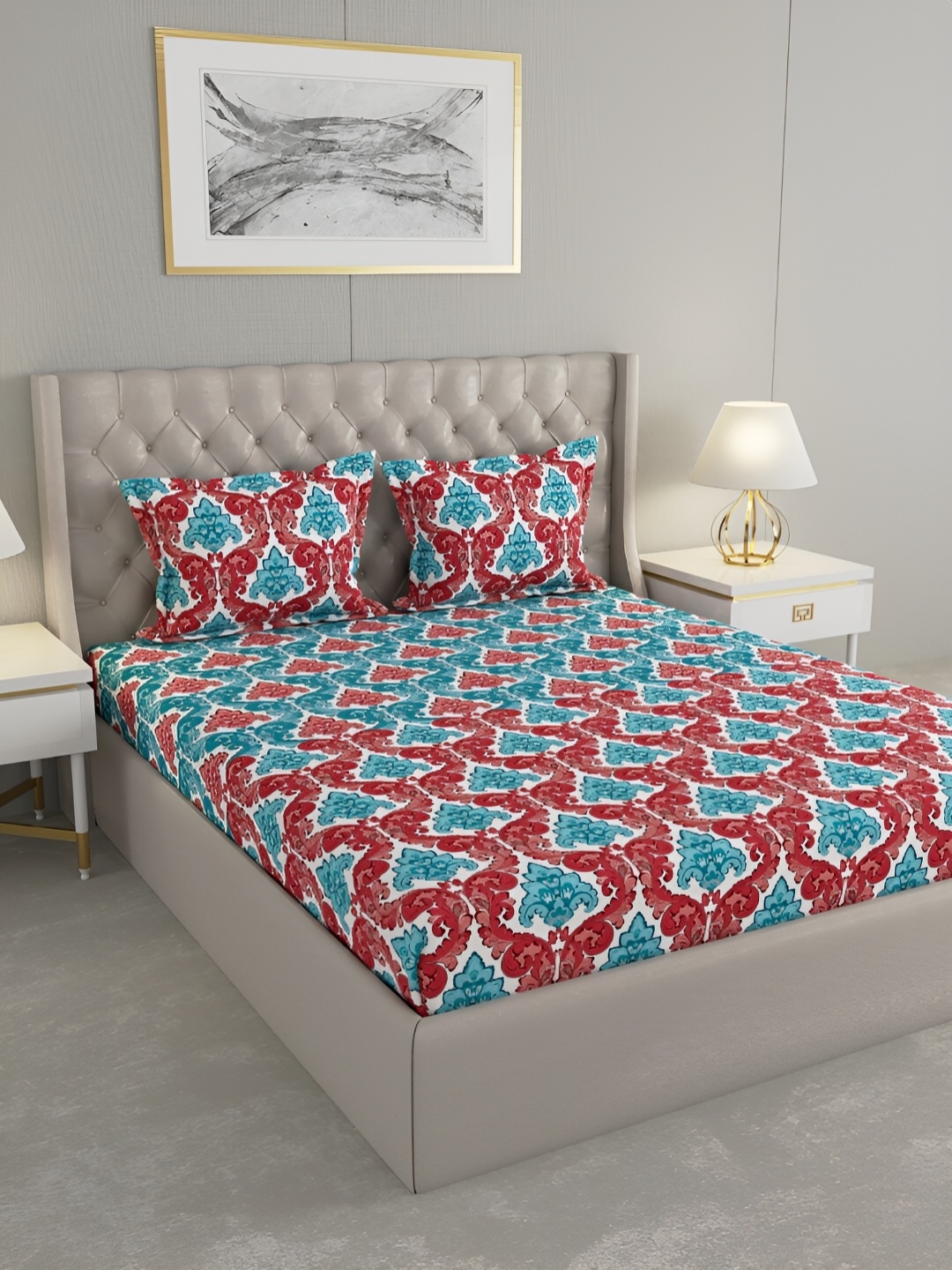 Raymond Home White & Red Ethnic Motifs Cotton 120 TC King Bedsheet With 2 Pillow Covers
Raymond Home White & Red Ethnic Motifs Cotton 120 TC King Bedsheet With 2 Pillow Covers