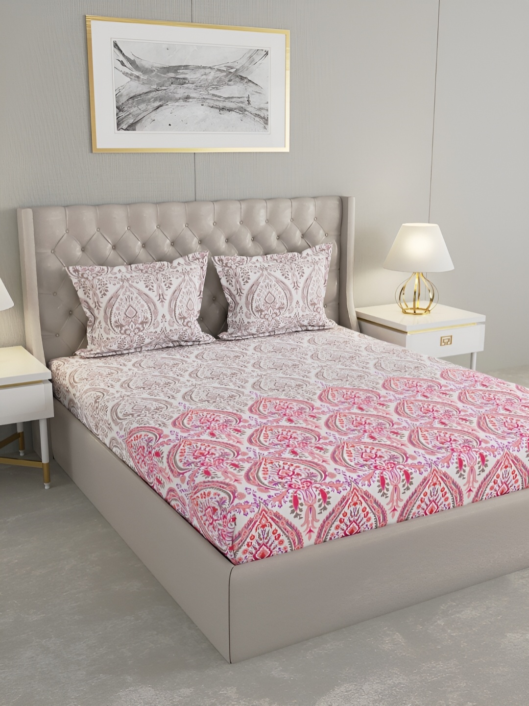Raymond Home Purple & White Ethnic Motifs Cotton 120 TC King Bedsheet With 2 Pillow Covers
Raymond Home Purple & White Ethnic Motifs Cotton 120 TC King Bedsheet With 2 Pillow Covers