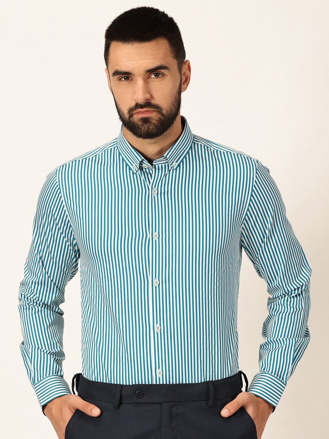 Thomas Scott Premium Striped Button-Down Collar Long Sleeves Formal Shirt, Turquoise blue
Thomas Scott Premium Striped Button-Down Collar Long Sleeves Formal Shirt, Turquoise blue