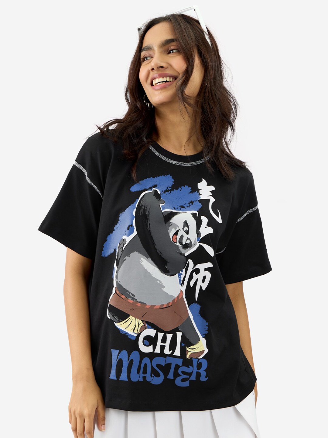 The Souled Store Kung Fu Panda Printed Round Neck Drop-Shoulder Sleeves Oversized T-shirt, Black
The Souled Store Kung Fu Panda Printed Round Neck Drop-Shoulder Sleeves Oversized T-shirt, Black