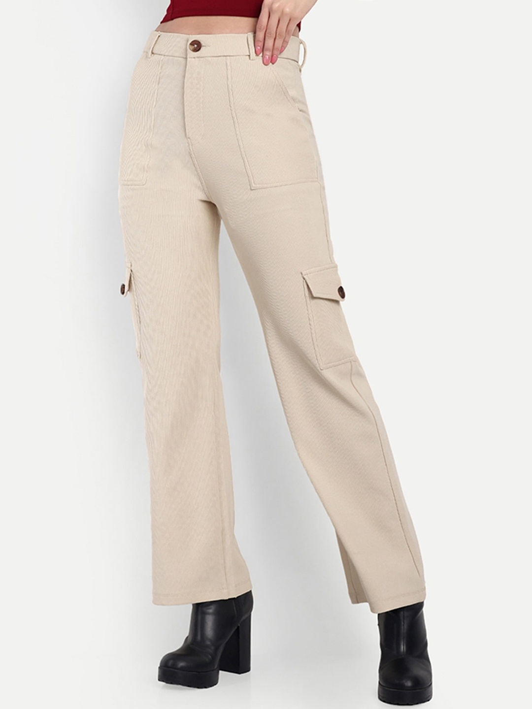 Next One Women Smart Straight Fit High-Rise Easy Wash Corduroy Cargos Trousers, Beige
Next One Women Smart Straight Fit High-Rise Easy Wash Corduroy Cargos Trousers, Beige