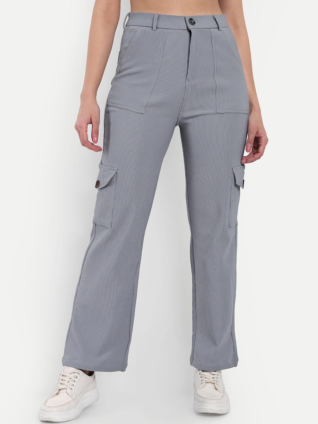 BROADSTAR Women Smart Straight Fit High-Rise Easy Wash Corduroy Cargos Cotton Trouser, Grey
BROADSTAR Women Smart Straight Fit High-Rise Easy Wash Corduroy Cargos Cotton Trouser, Grey