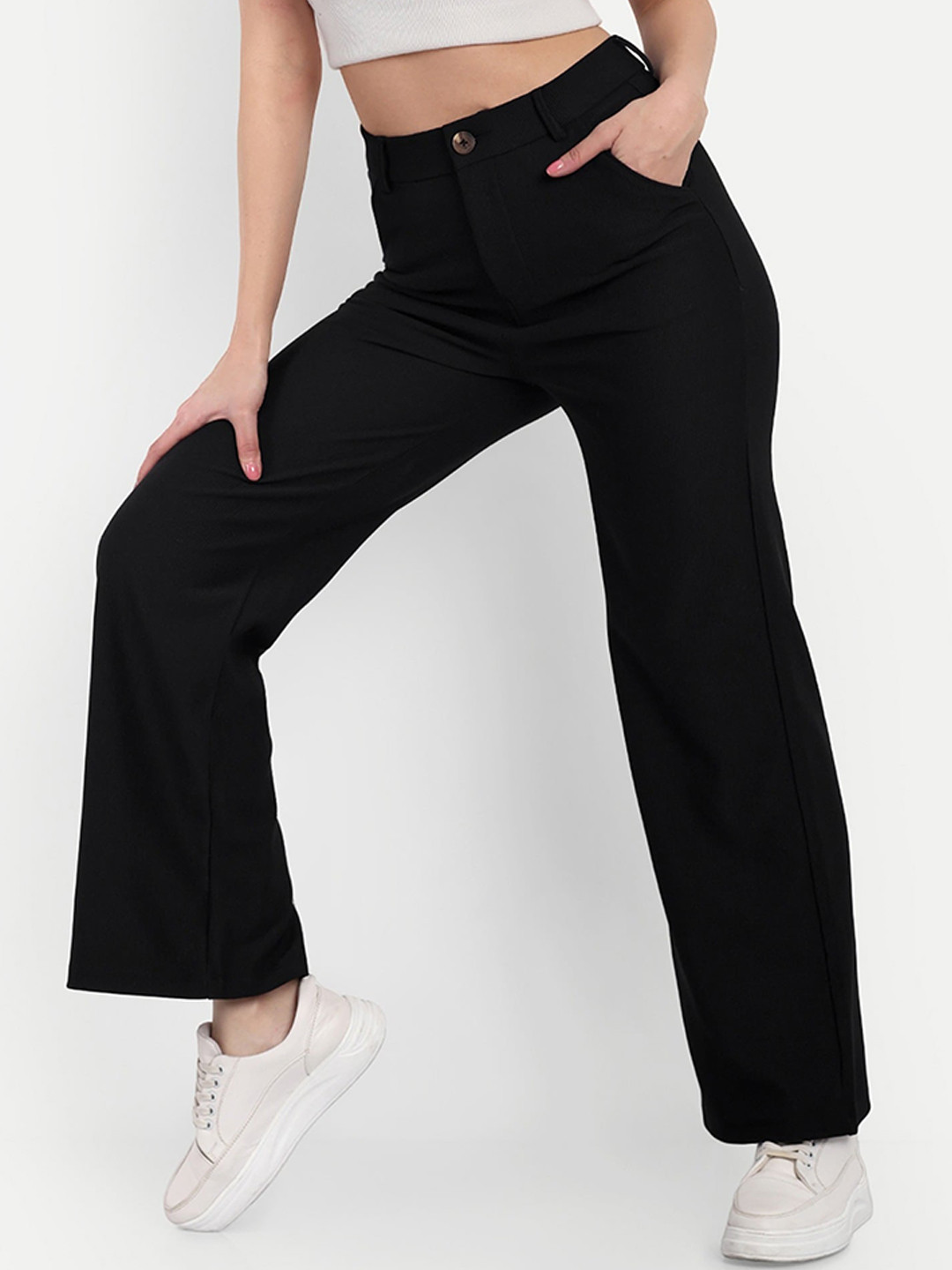 BROADSTAR Women Smart Straight Fit High-Rise Easy Wash Cotton Corduroy Regular Trousers, Black
BROADSTAR Women Smart Straight Fit High-Rise Easy Wash Cotton Corduroy Regular Trousers, Black