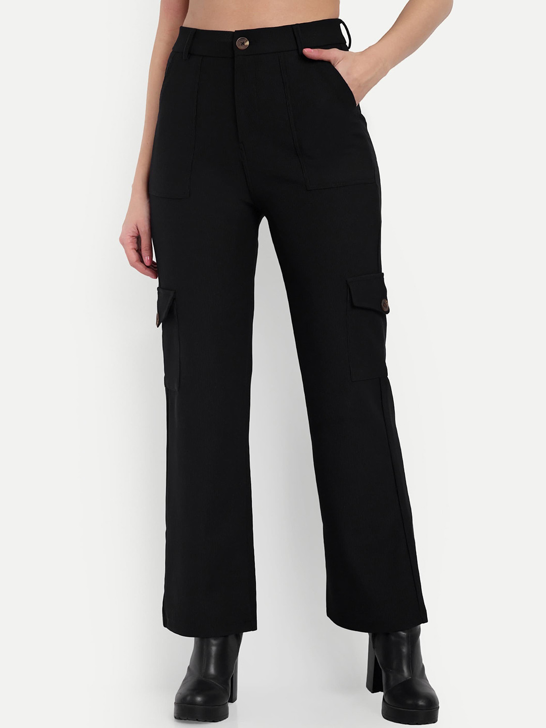 Next One Women Smart Straight Fit High-Rise Easy Wash Corduroy Cargos Trousers, Black
Next One Women Smart Straight Fit High-Rise Easy Wash Corduroy Cargos Trousers, Black