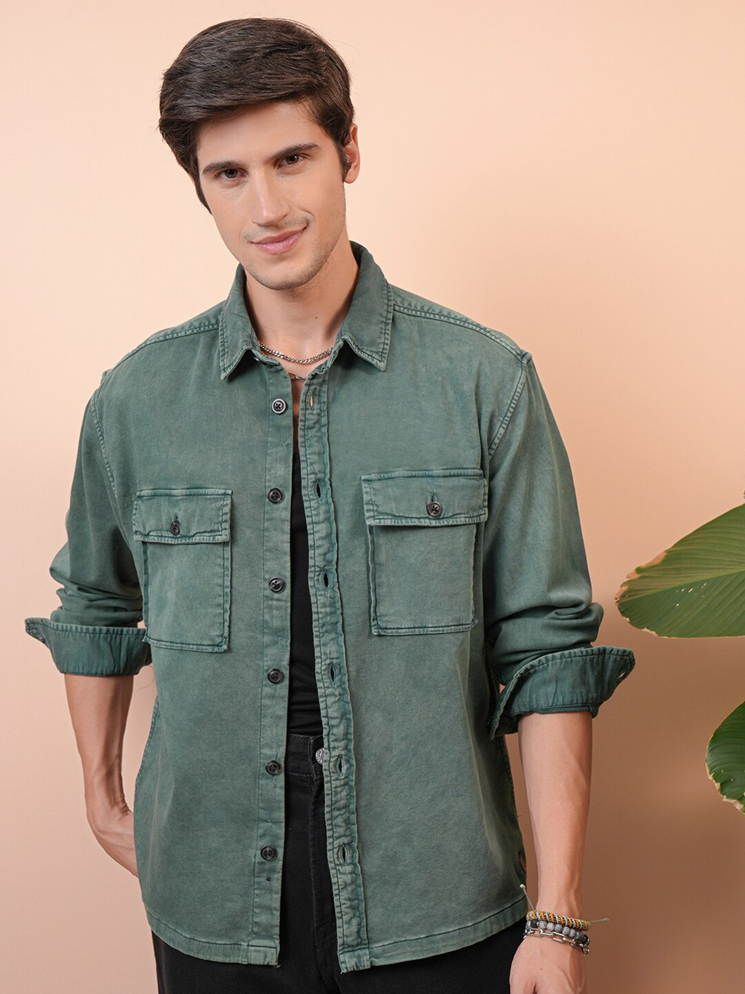 LOCOMOTIVE Premium Cotton Linen Dobby Textured Checked Utility Pocket Relaxed Shirt, Green
LOCOMOTIVE Premium Cotton Linen Dobby Textured Checked Utility Pocket Relaxed Shirt, Green