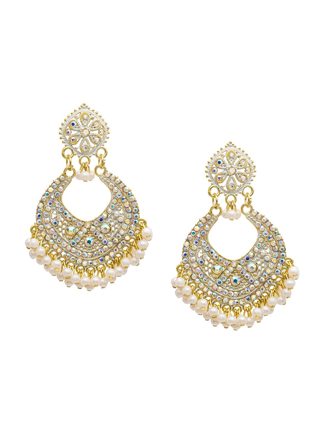 Shining Jewel - By Shivansh Gold-Plated Cubic Zirconia Studded Contemporary Chandbalis
Shining Jewel - By Shivansh Gold-Plated Cubic Zirconia Studded Contemporary Chandbalis