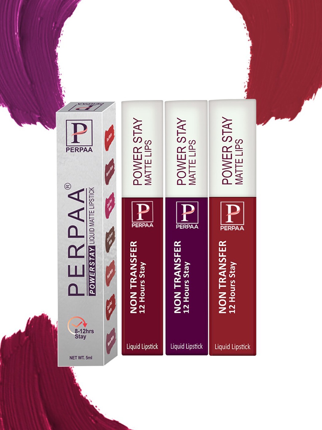 PERPAA Set Of 3 Power Stay Long Lasting Liquid Matte Lipstick-5ml Each-03-09-22, Purple
PERPAA Set Of 3 Power Stay Long Lasting Liquid Matte Lipstick-5ml Each-03-09-22, Purple