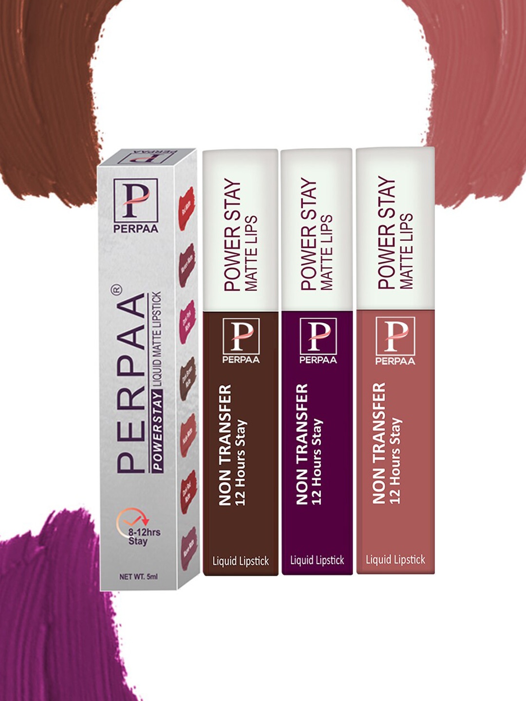 PERPAA Set Of 3 Power Stay Long Lasting Liquid Matte Lipstick-5ml Each-03-16-21, Brown
PERPAA Set Of 3 Power Stay Long Lasting Liquid Matte Lipstick-5ml Each-03-16-21, Brown