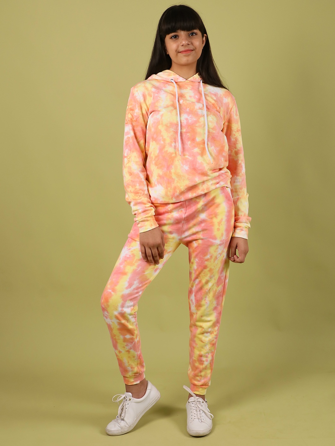 TWEENY MINI Girls Tie and Dye Dyed Hooded Pure Cotton Sweatshirt With Jogger Set, Peach
TWEENY MINI Girls Tie and Dye Dyed Hooded Pure Cotton Sweatshirt With Jogger Set, Peach