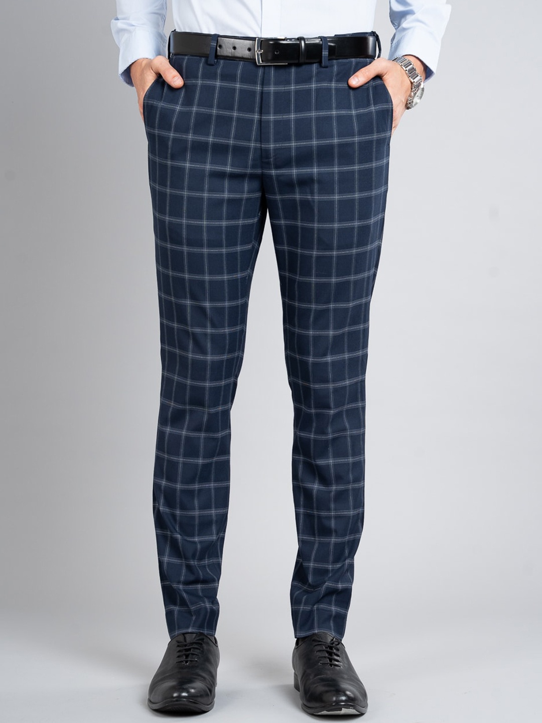 The Pant Project Men Slim Fit Mid-Rise Checked Wrinkle Free Formal Trousers, Navy blue
The Pant Project Men Slim Fit Mid-Rise Checked Wrinkle Free Formal Trousers, Navy blue