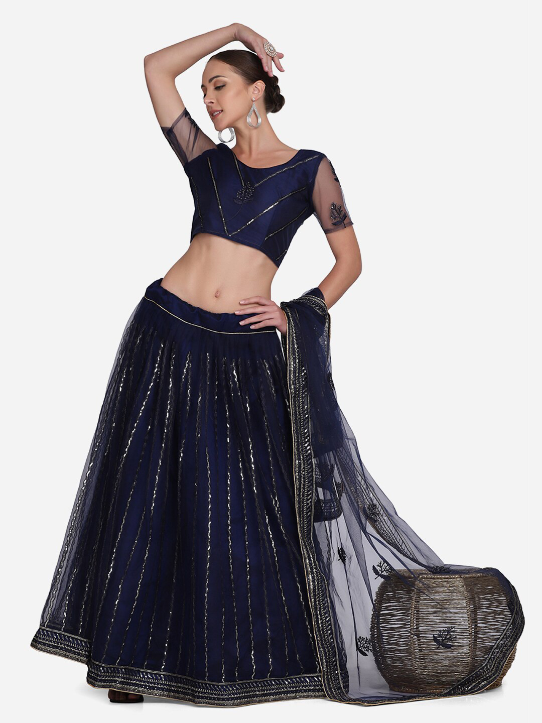 KALINI Embroidered Thread Work Semi-Stitched Lehenga & Unstitched Blouse With Dupatta, Blue
KALINI Embroidered Thread Work Semi-Stitched Lehenga & Unstitched Blouse With Dupatta, Blue