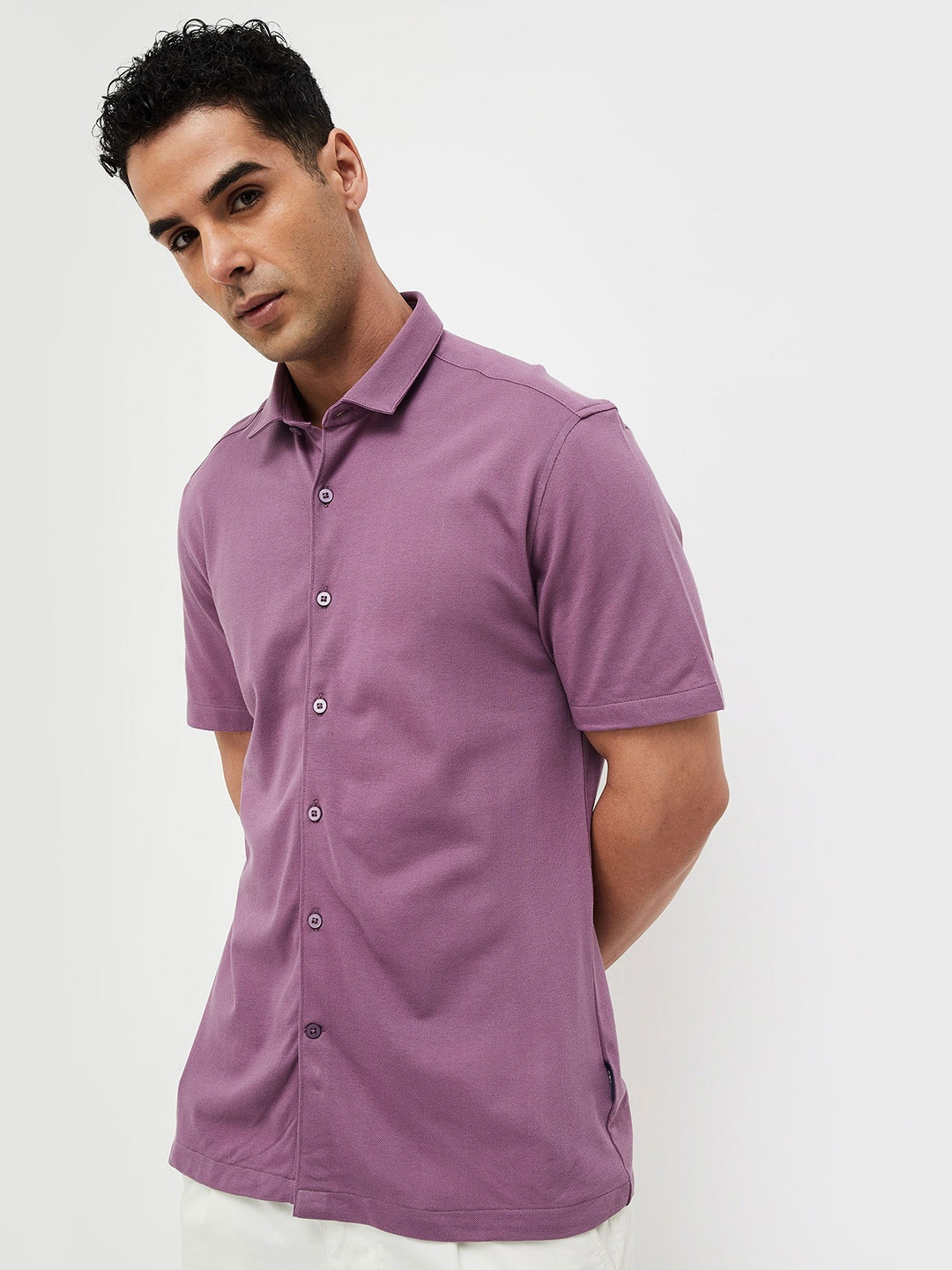CODE by Lifestyle Cotton Spread Collar Short Sleeves Slim Fit Opaque Casual Shirt, Purple
CODE by Lifestyle Cotton Spread Collar Short Sleeves Slim Fit Opaque Casual Shirt, Purple