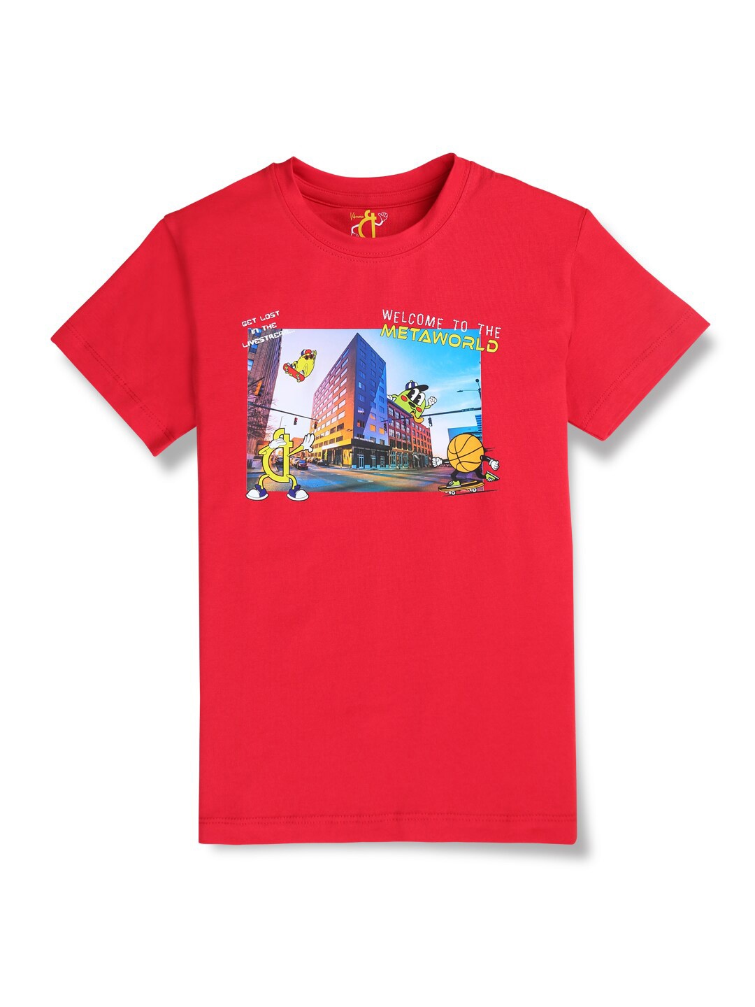 Gini and Jony Boys Graphic Printed Cotton Round Neck Short Sleeves Casual T-shirt, Red
Gini and Jony Boys Graphic Printed Cotton Round Neck Short Sleeves Casual T-shirt, Red