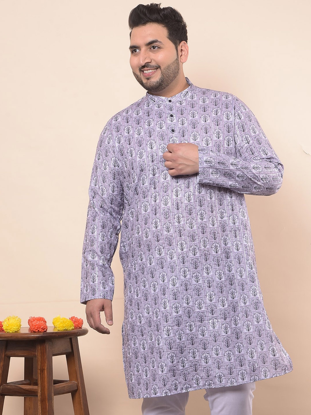 Sztori Plus Size Floral Printed Mandarin Collar Cotton Silk Straight Kurta, Purple
Sztori Plus Size Floral Printed Mandarin Collar Cotton Silk Straight Kurta, Purple