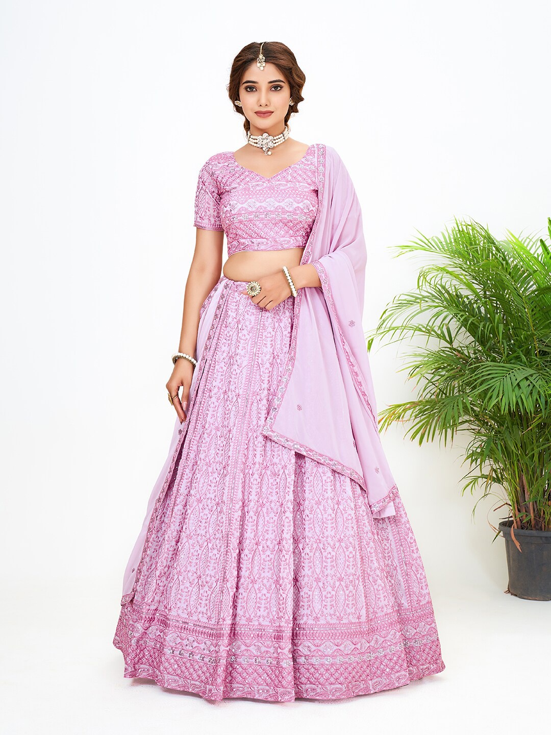 SHOPGARB Embroidered Mirror Work Semi-Stitched Lehenga & Unstitched Blouse With Dupatta, Pink
SHOPGARB Embroidered Mirror Work Semi-Stitched Lehenga & Unstitched Blouse With Dupatta, Pink