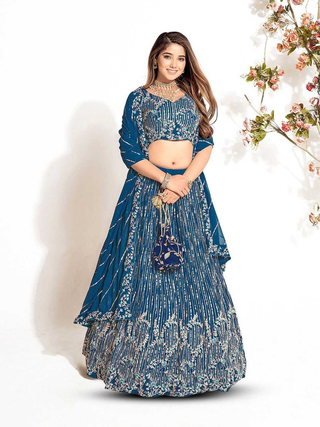SHOPGARB Embroidered Sequinned Semi-Stitched Lehenga & Unstitched Blouse With Dupatta, Blue
SHOPGARB Embroidered Sequinned Semi-Stitched Lehenga & Unstitched Blouse With Dupatta, Blue