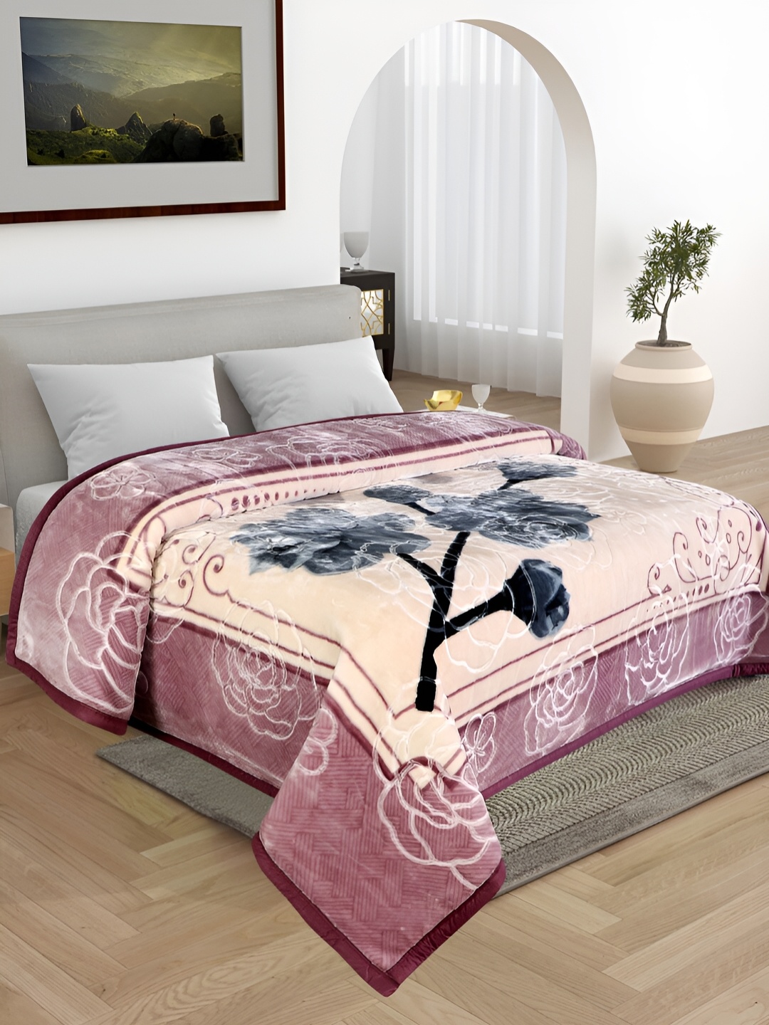 ELSTONE HOME Purple & Peach-Coloured Floral Heavy Winter 600 GSM Double Bed Blanket
ELSTONE HOME Purple & Peach-Coloured Floral Heavy Winter 600 GSM Double Bed Blanket