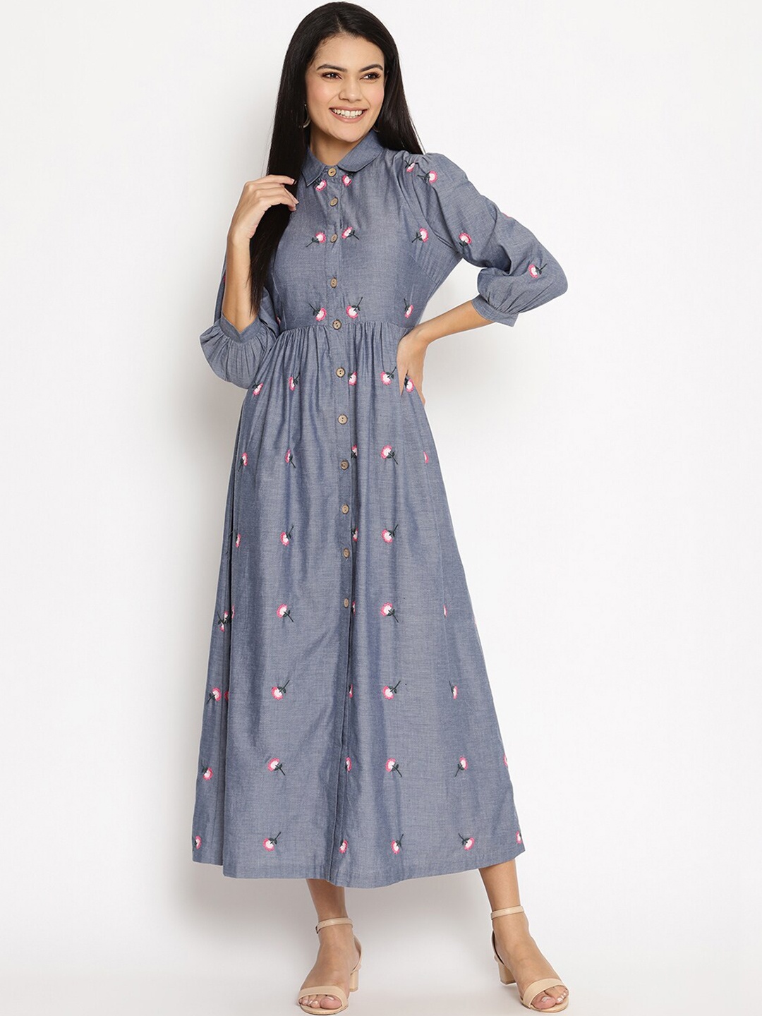 HOUSE OF KKARMA Ethnic Motifs Embroidered Cuffed Sleeves Cotton Shirt Midi Dress, Grey
HOUSE OF KKARMA Ethnic Motifs Embroidered Cuffed Sleeves Cotton Shirt Midi Dress, Grey