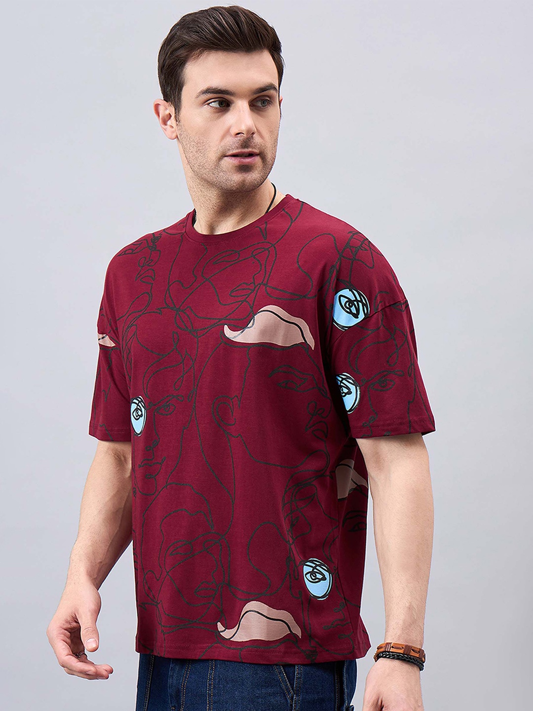 GESPO Conversational Printed Round Neck Drop-Shoulder Sleeves Oversized Cotton T-Shirt, Maroon
GESPO Conversational Printed Round Neck Drop-Shoulder Sleeves Oversized Cotton T-Shirt, Maroon