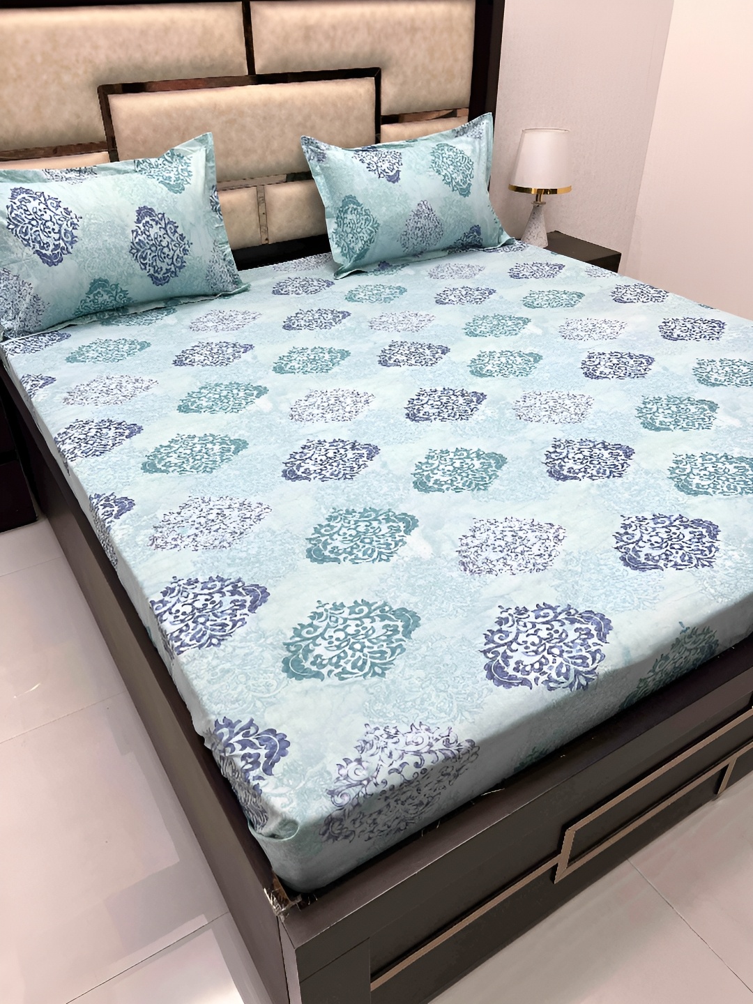 Pure Decor Green & Blue Ethnic Motifs Cotton 400 TC King Bedsheet With 2 Pillow Covers
Pure Decor Green & Blue Ethnic Motifs Cotton 400 TC King Bedsheet With 2 Pillow Covers