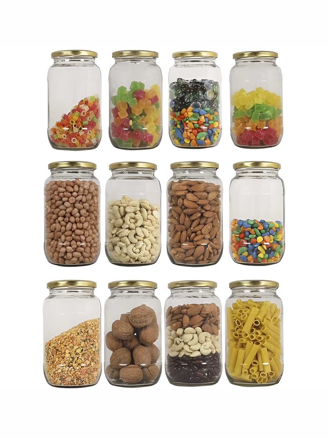 tyche enterprises Transparent & Gold Toned 12 Pieces Glass Containers 1 L Each
tyche enterprises Transparent & Gold Toned 12 Pieces Glass Containers 1 L Each