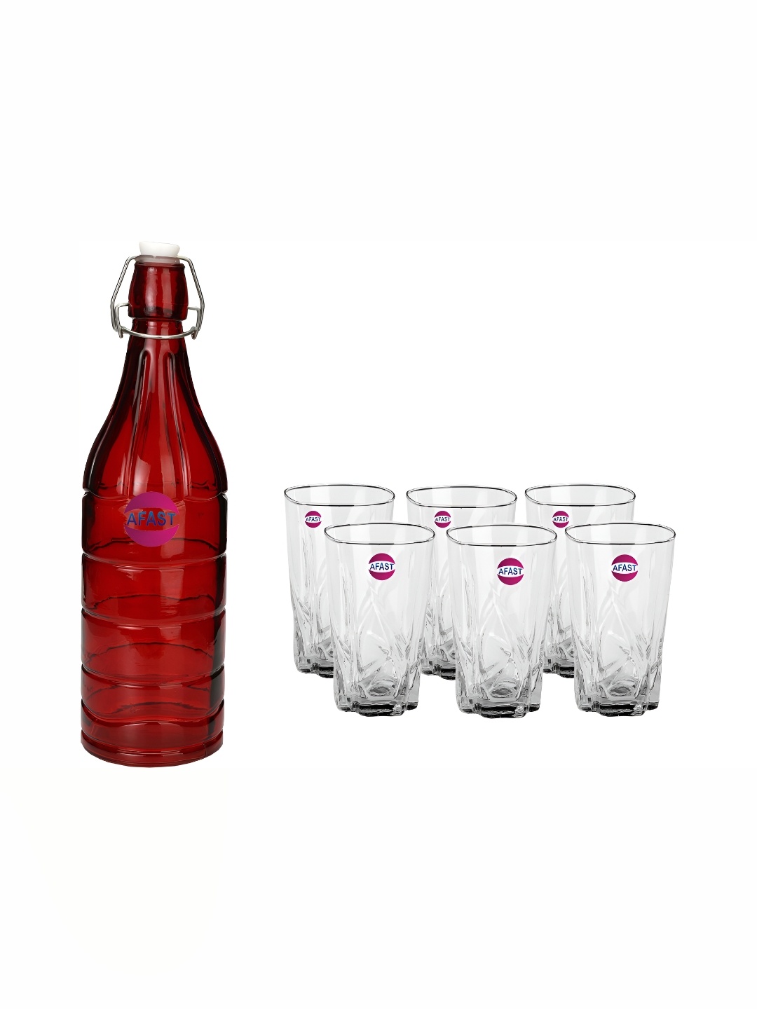 1ST TIME Red & Transparent 7 Pieces Textured Glass Dishwasher Safe Water Bottle & Glasses
1ST TIME Red & Transparent 7 Pieces Textured Glass Dishwasher Safe Water Bottle & Glasses