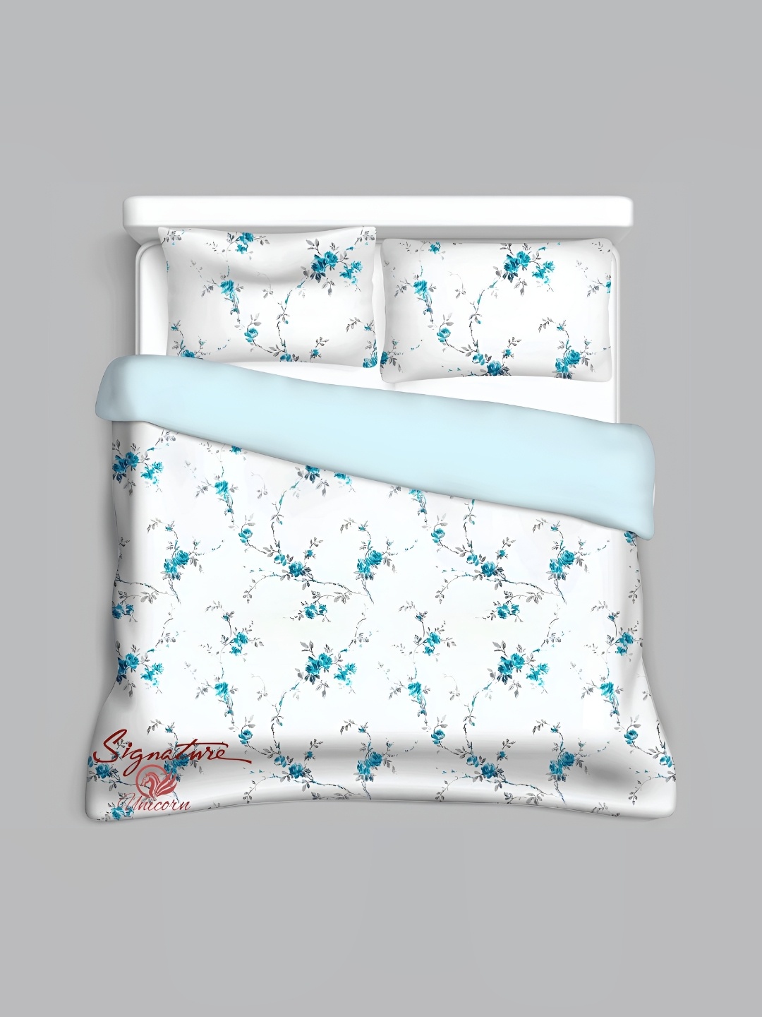 Signature White & Blue Floral Printed Cotton 210 TC King Bedsheet with 2 Pillow Covers
Signature White & Blue Floral Printed Cotton 210 TC King Bedsheet with 2 Pillow Covers