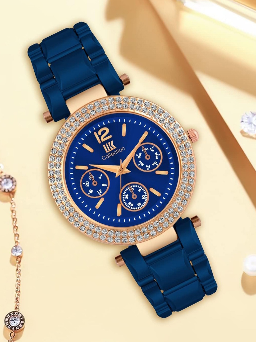 IIK COLLECTION Women Round Dial Stainless Steel Bracelet Chain Strap Analogue Watch, Blue
IIK COLLECTION Women Round Dial Stainless Steel Bracelet Chain Strap Analogue Watch, Blue