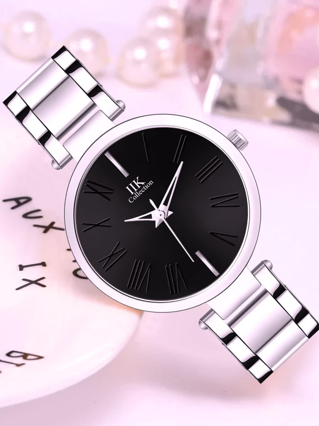 IIK COLLECTION Women Silver Round Dial Stainless Steel Bracelet Chain Strap Analogue Watch, Black
IIK COLLECTION Women Silver Round Dial Stainless Steel Bracelet Chain Strap Analogue Watch, Black
