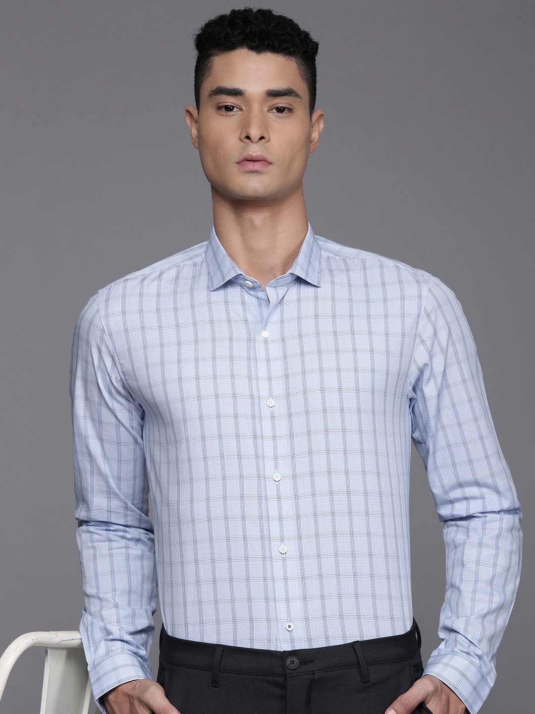 Louis Philippe Ath.Work Checked Super Slim Fit Opaque Pure Cotton Semiformal Shirt, Blue
Louis Philippe Ath.Work Checked Super Slim Fit Opaque Pure Cotton Semiformal Shirt, Blue