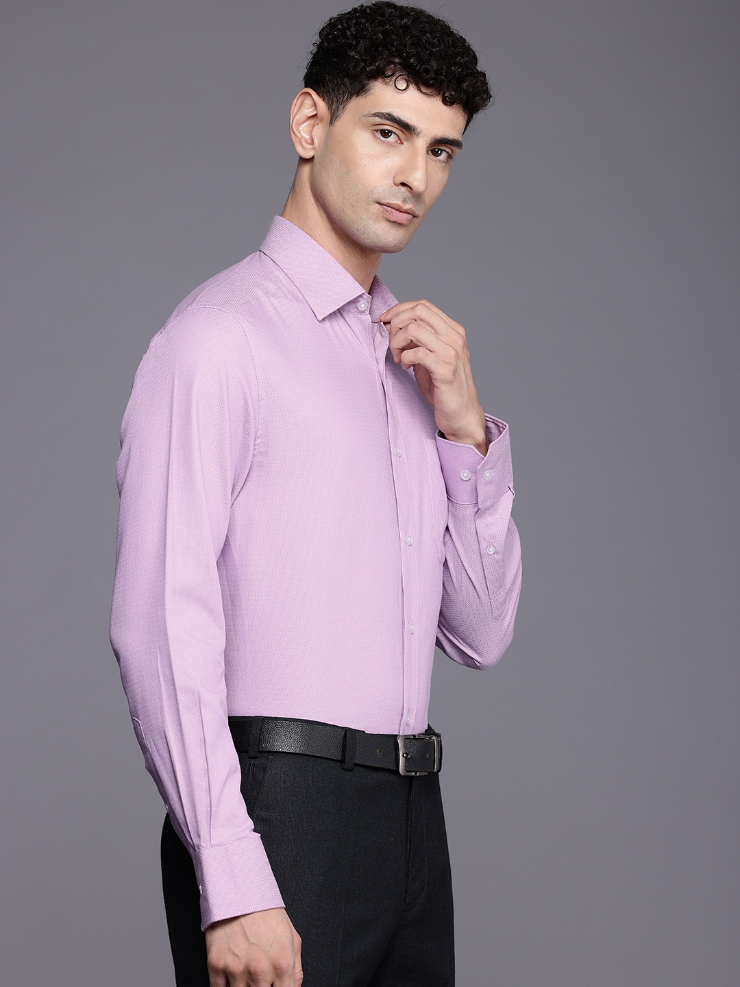 Louis Philippe Pure Cotton Self Design Textured Classic Opaque Formal Shirt, Lavender
Louis Philippe Pure Cotton Self Design Textured Classic Opaque Formal Shirt, Lavender