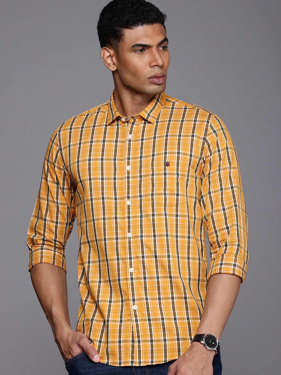Louis Philippe Jeans Pure Cotton Super Slim Fit Opaque Checked Casual Shirt, Yellow
Louis Philippe Jeans Pure Cotton Super Slim Fit Opaque Checked Casual Shirt, Yellow