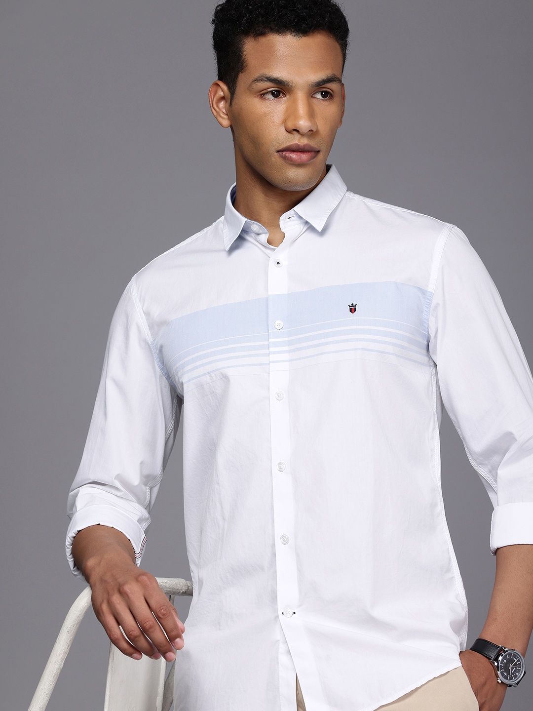 Louis Philippe Sport Pure Cotton Super Slim Fit Horizontal Stripes Opaque Casual Shirt, White
Louis Philippe Sport Pure Cotton Super Slim Fit Horizontal Stripes Opaque Casual Shirt, White