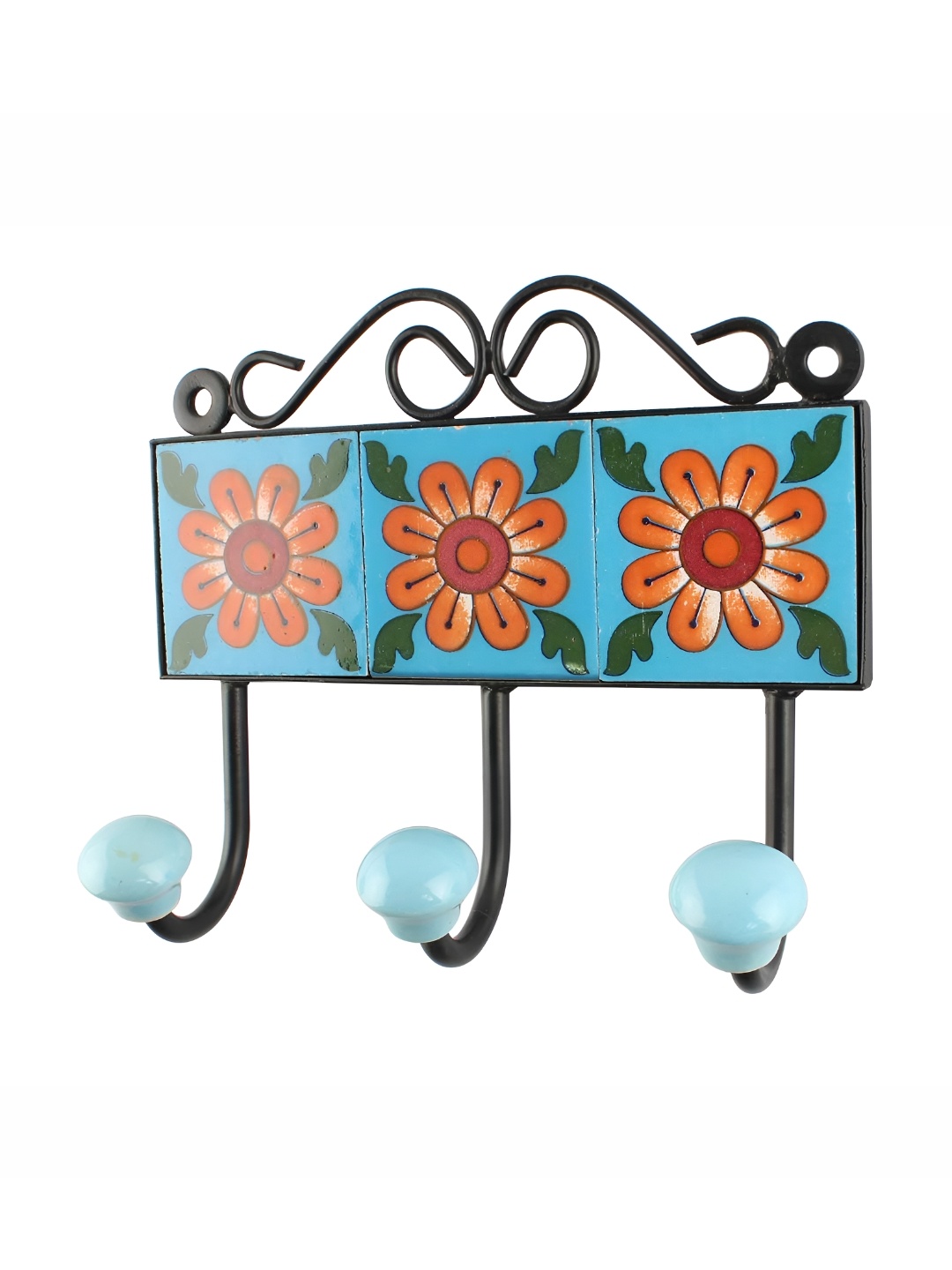Indianshelf Turquoise Blue & Black Floral Print Ceramic Wall Hooks Key Holder
Indianshelf Turquoise Blue & Black Floral Print Ceramic Wall Hooks Key Holder