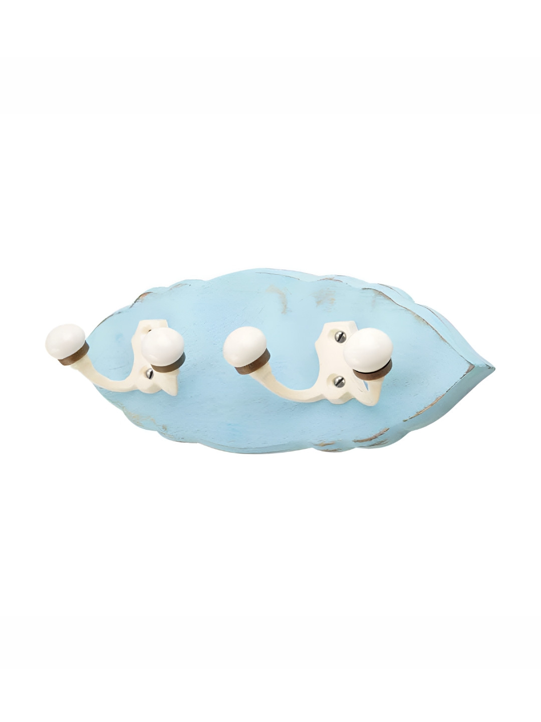 Indianshelf White & Turquoise Blue Leaf Shape Double Loop Wooden Wall Hooks Key Holder
Indianshelf White & Turquoise Blue Leaf Shape Double Loop Wooden Wall Hooks Key Holder