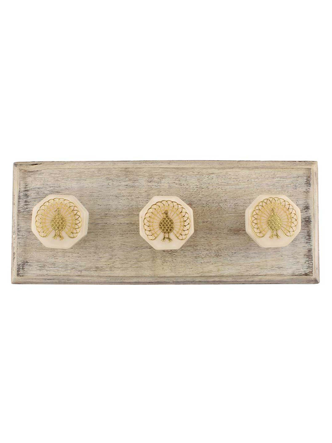 Indianshelf Cream-Coloured Peacock Design Octagon Wooden Wall Hooks Key Holder, Gold
Indianshelf Cream-Coloured Peacock Design Octagon Wooden Wall Hooks Key Holder, Gold