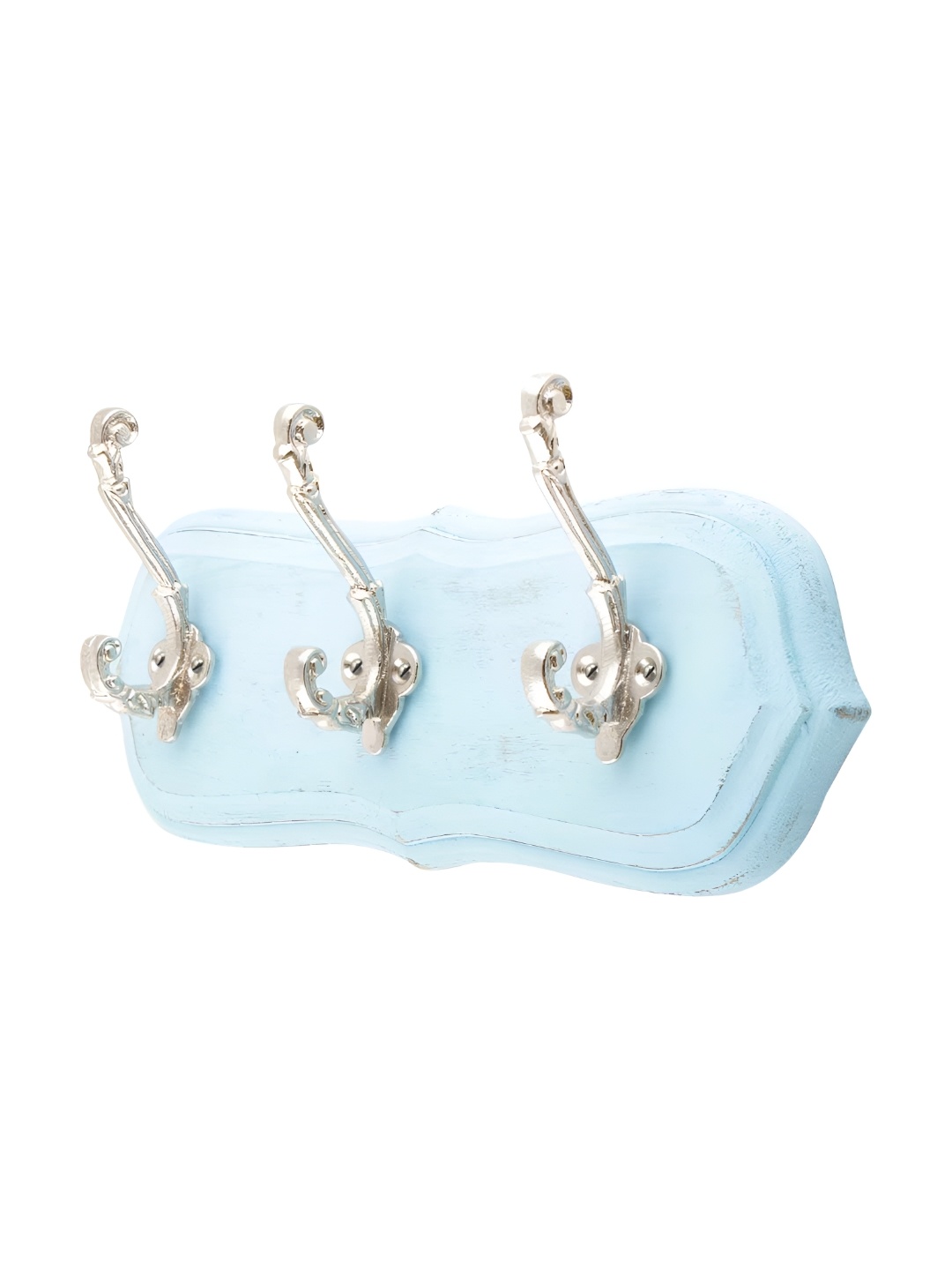 Indianshelf Turquoise Blue & Silver Toned Leaf Shape Textured Wooden Wall Hooks Key Holder
Indianshelf Turquoise Blue & Silver Toned Leaf Shape Textured Wooden Wall Hooks Key Holder