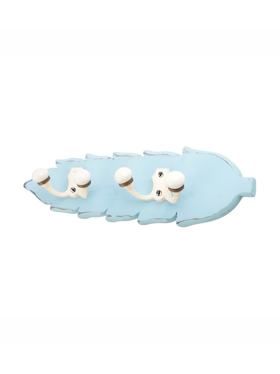 Indianshelf Turquoise Blue & White Leaf Shaped Double Loop Wooden Wall Hooks Key Holder
Indianshelf Turquoise Blue & White Leaf Shaped Double Loop Wooden Wall Hooks Key Holder