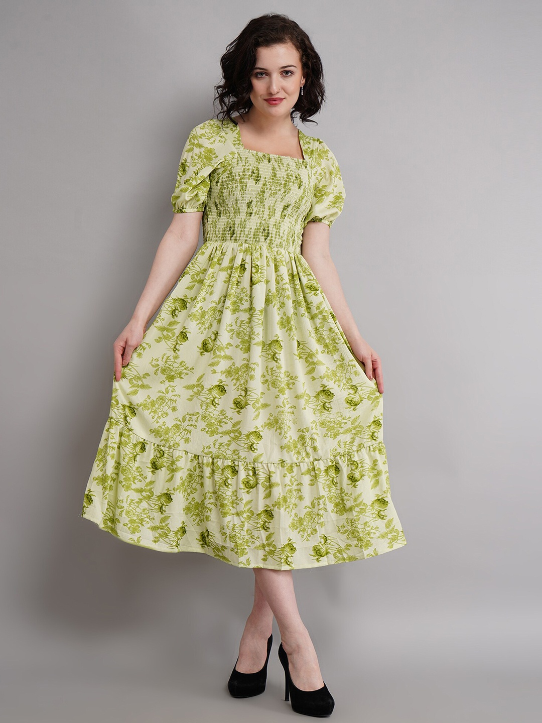 Ironic Creation Plus Size Floral Printed Square Neck Puff Sleeve Fit & Flare Midi Dress, Green
Ironic Creation Plus Size Floral Printed Square Neck Puff Sleeve Fit & Flare Midi Dress, Green