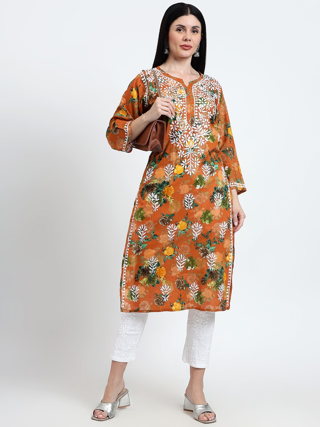 Rosecloud Round Neck Ethnic Motifs Embroidered Regular Thread Work Kurta with Palazzos, Brown
Rosecloud Round Neck Ethnic Motifs Embroidered Regular Thread Work Kurta with Palazzos, Brown