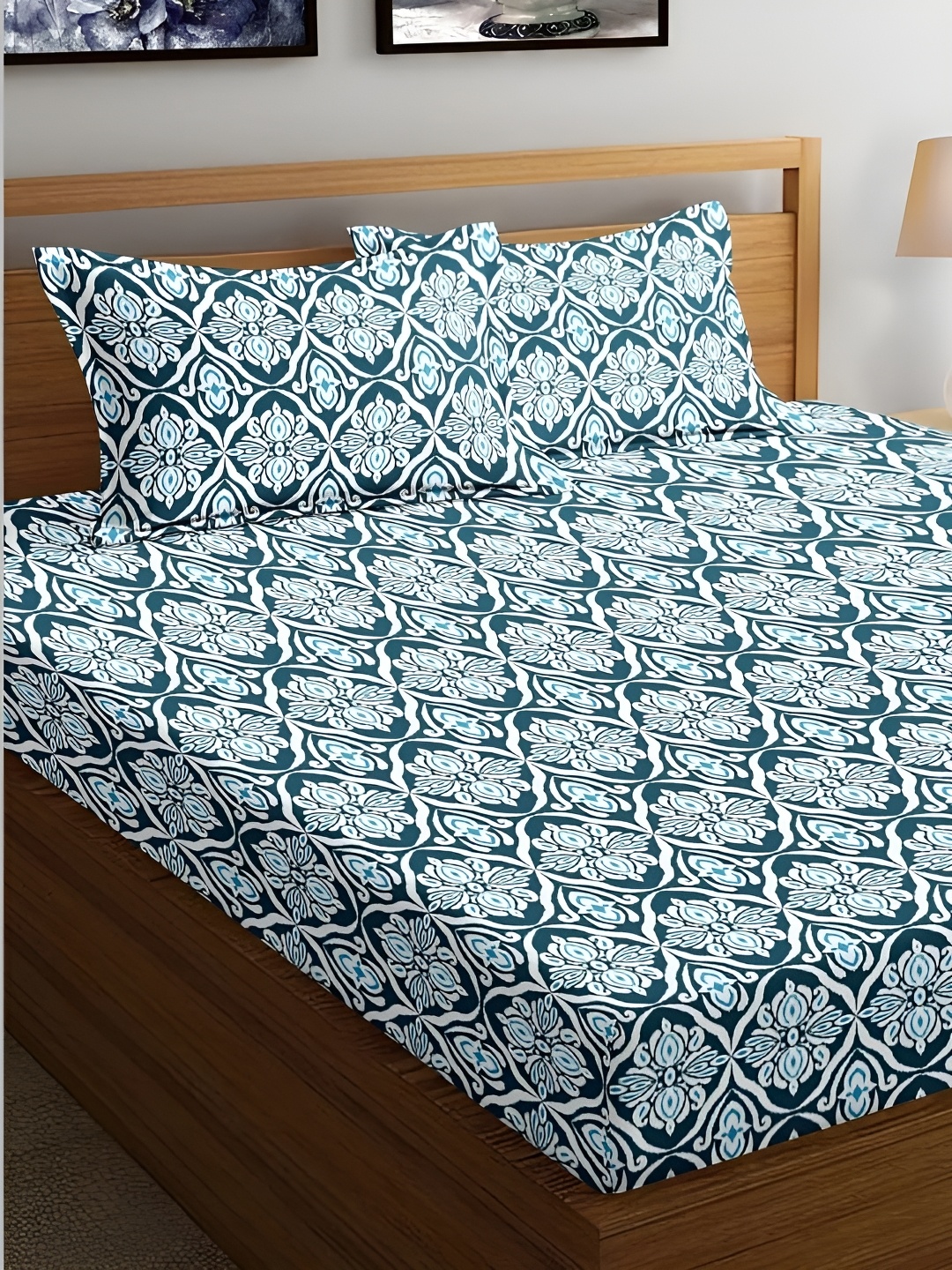 Aurave Navy Blue Ethnic Motifs Cotton Fitted 144 TC Queen Bedsheet with 2 Pillow Covers
Aurave Navy Blue Ethnic Motifs Cotton Fitted 144 TC Queen Bedsheet with 2 Pillow Covers