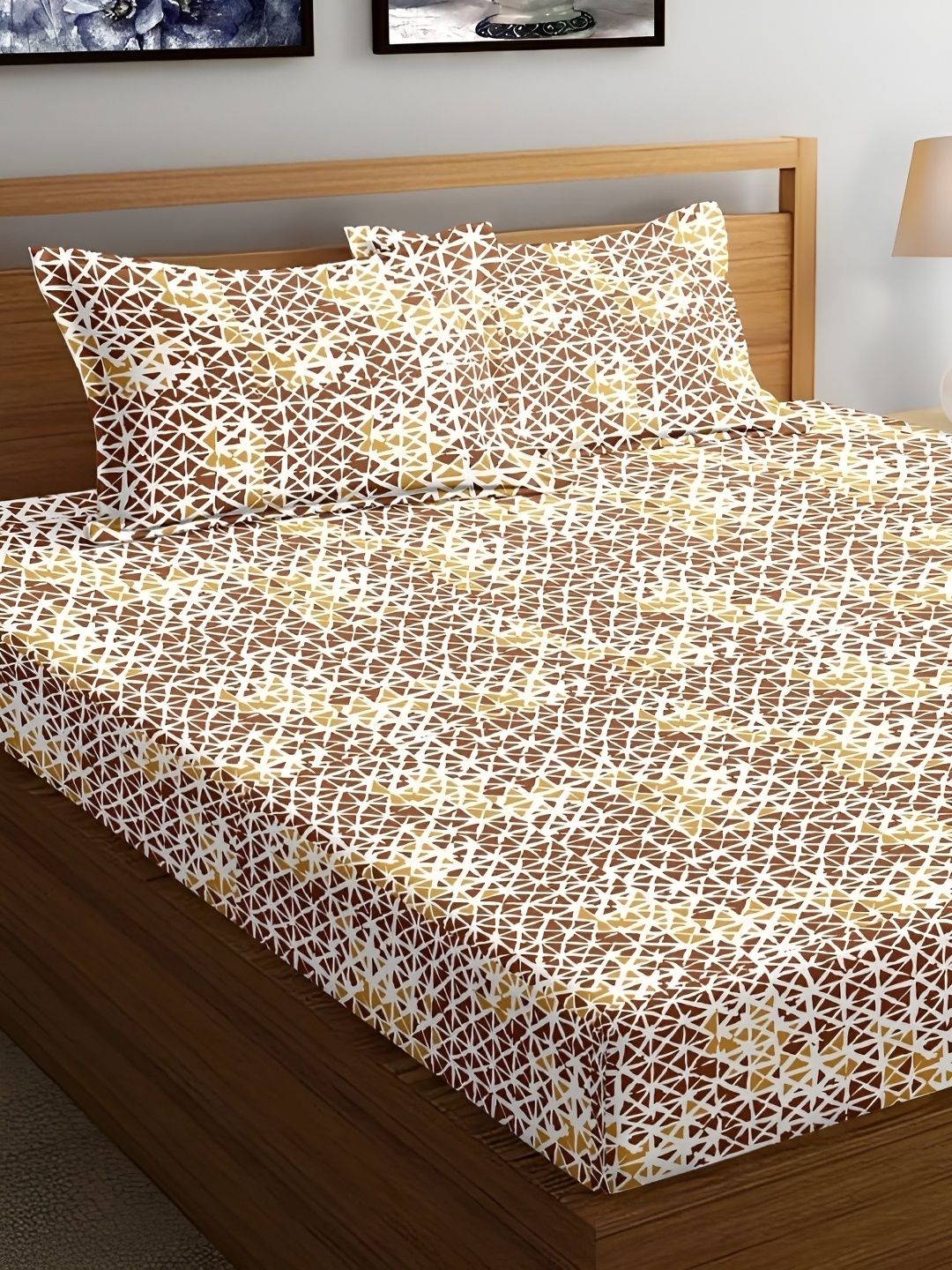 Aurave Brown & White Printed Cotton Fitted 144 TC Queen Bedsheet with 2 Pillow Covers
Aurave Brown & White Printed Cotton Fitted 144 TC Queen Bedsheet with 2 Pillow Covers