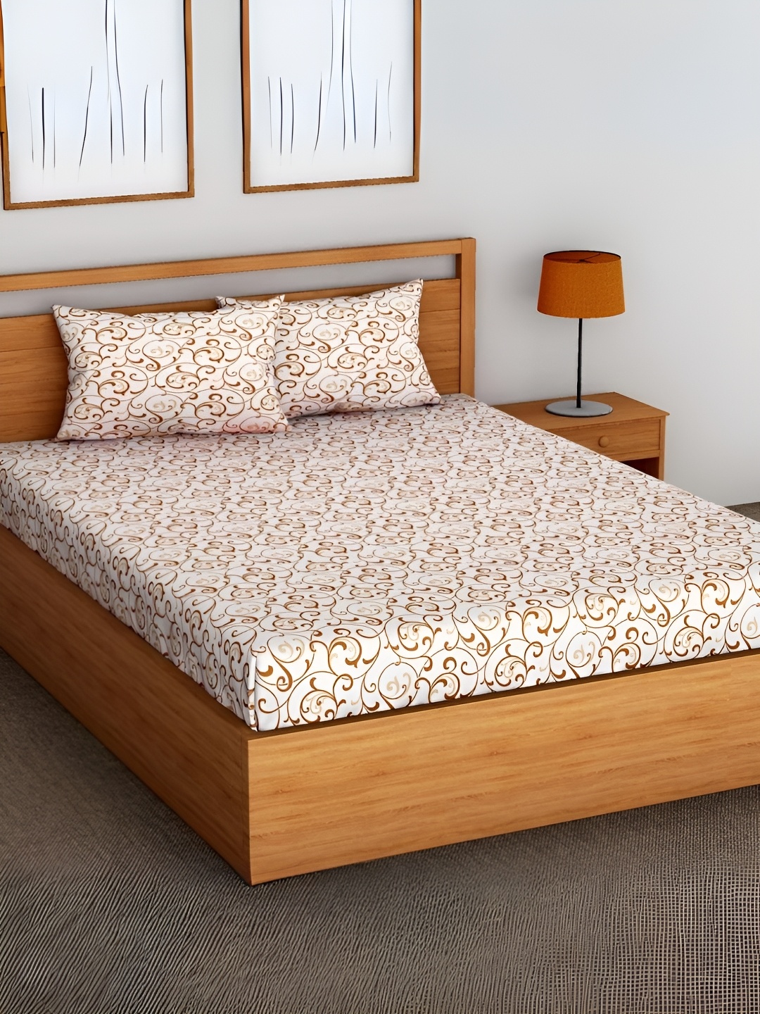 Aurave Brown & White Floral Printed Cotton 144 TC Queen Bedsheet with 2 Pillow Covers
Aurave Brown & White Floral Printed Cotton 144 TC Queen Bedsheet with 2 Pillow Covers