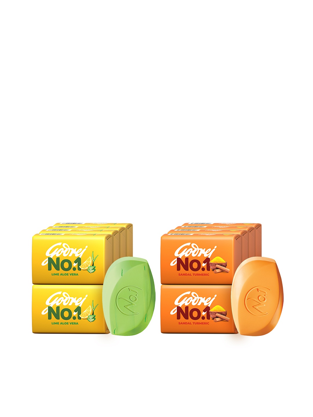 Godrej No.1 9Pcs Sandal & Turmeric Soap + 9Pcs Lime & Aloe Vera Soap Combo - 150g Each, Green
Godrej No.1 9Pcs Sandal & Turmeric Soap + 9Pcs Lime & Aloe Vera Soap Combo - 150g Each, Green