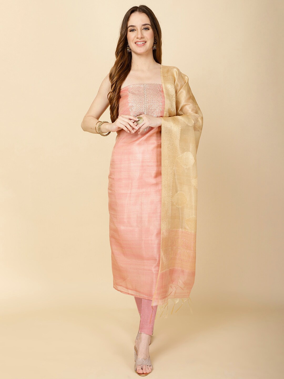 Meena Bazaar Ethnic Motifs Embroidered Art Silk Unstitched Dress Material, Pink
Meena Bazaar Ethnic Motifs Embroidered Art Silk Unstitched Dress Material, Pink