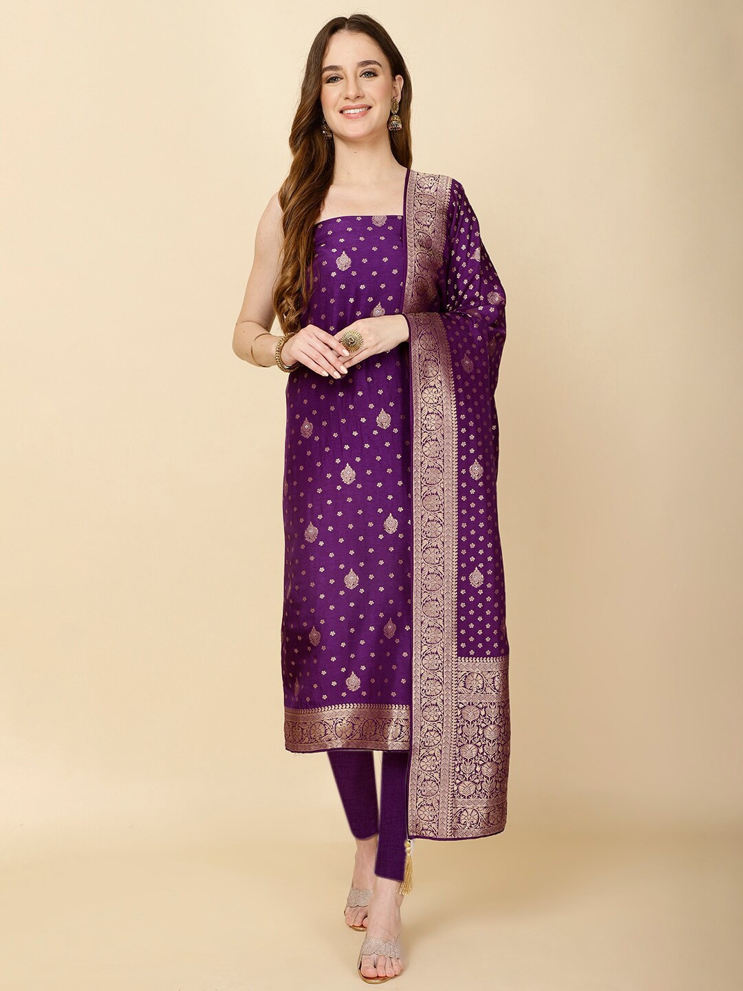 Meena Bazaar Ethnic Motifs Woven Designed Unstitched Dress Material, Purple
Meena Bazaar Ethnic Motifs Woven Designed Unstitched Dress Material, Purple