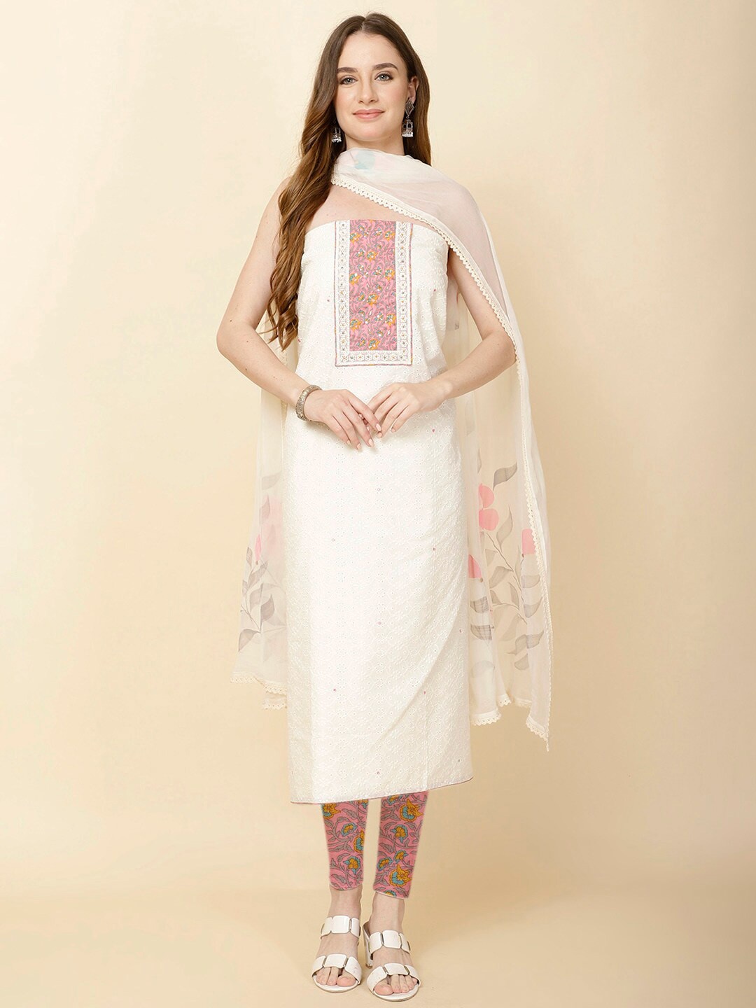 Meena Bazaar Floral Woven Design Thread Work Unstitched Dress Material, White
Meena Bazaar Floral Woven Design Thread Work Unstitched Dress Material, White