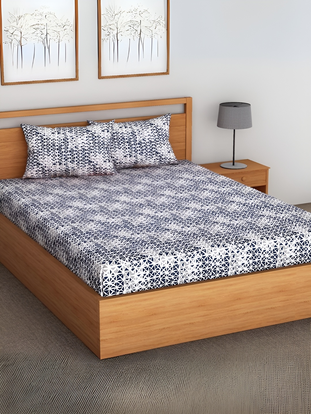 Aurave Blue & White Geometric Printed Cotton 144 TC Single Bedsheet with 1 Pillow Covers
Aurave Blue & White Geometric Printed Cotton 144 TC Single Bedsheet with 1 Pillow Covers