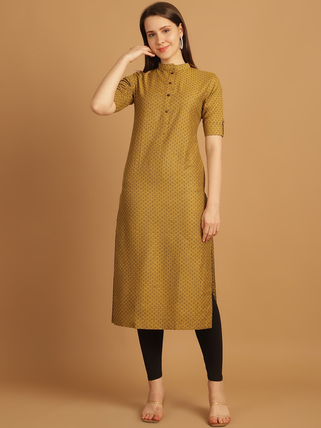 Sayesha Woven Design Mandarin Collar Roll Up Sleeves Pure Cotton Straight Kurta, Yellow
Sayesha Woven Design Mandarin Collar Roll Up Sleeves Pure Cotton Straight Kurta, Yellow