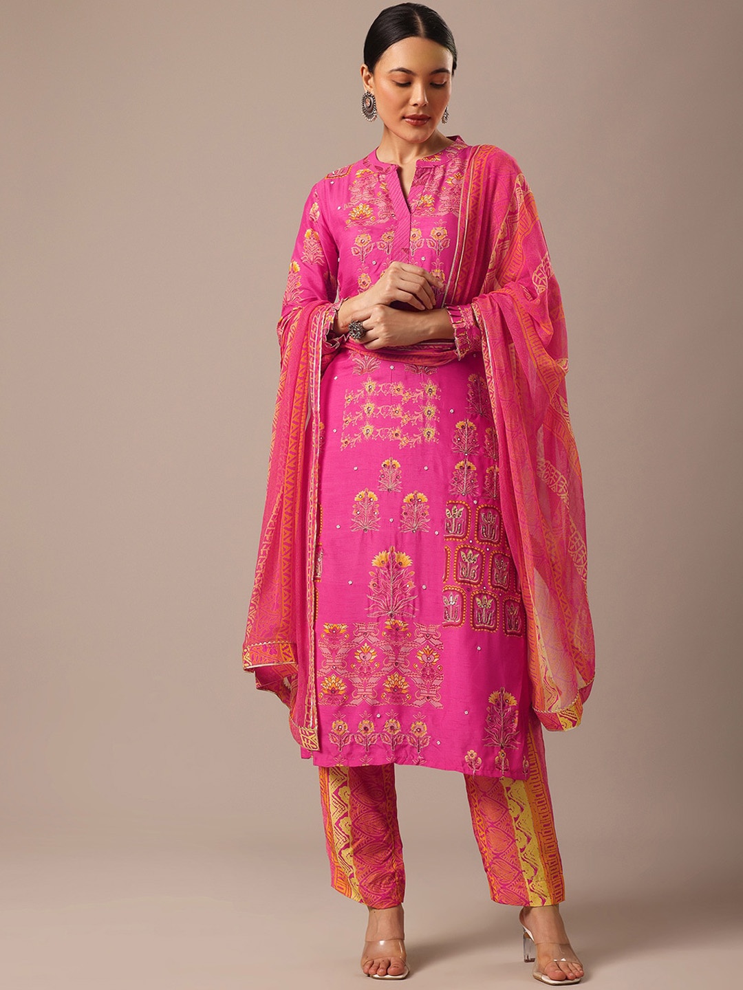 KALKI Fashion Ethnic Motifs Embroidered Mirror Work Kurta With Trousers & Dupatta, Pink
KALKI Fashion Ethnic Motifs Embroidered Mirror Work Kurta With Trousers & Dupatta, Pink